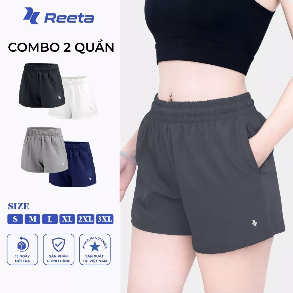 [Combo 2] quần short thể thao nữ Reeta 2 lớp chất vải thoáng khí thấm hút tập Gym - Yoga - chạy bộ - aerobic - A060