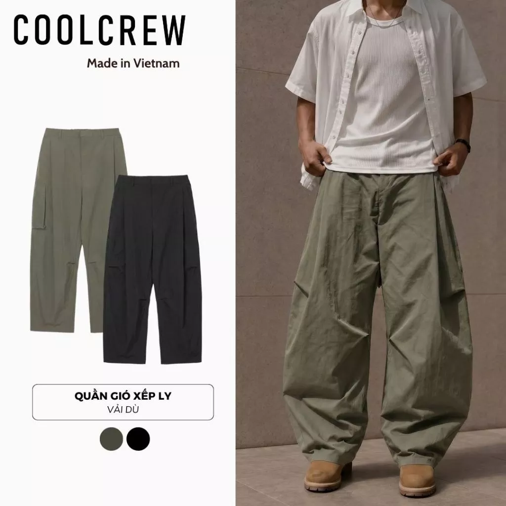 Quần Gió Xếp Ly 𝐂𝐎𝐎𝐋𝐂𝐑𝐄𝐖 Form Balloon Phong Cách Streetwear Hàn Quốc QTD124