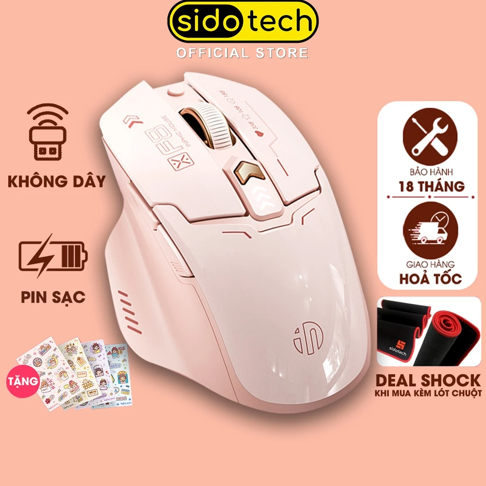 Chuột không dây silent cute SIDOTECH F8 wireless gaming sạc pin máy tính 6 nút chống ồn điều chỉnh DPI PC