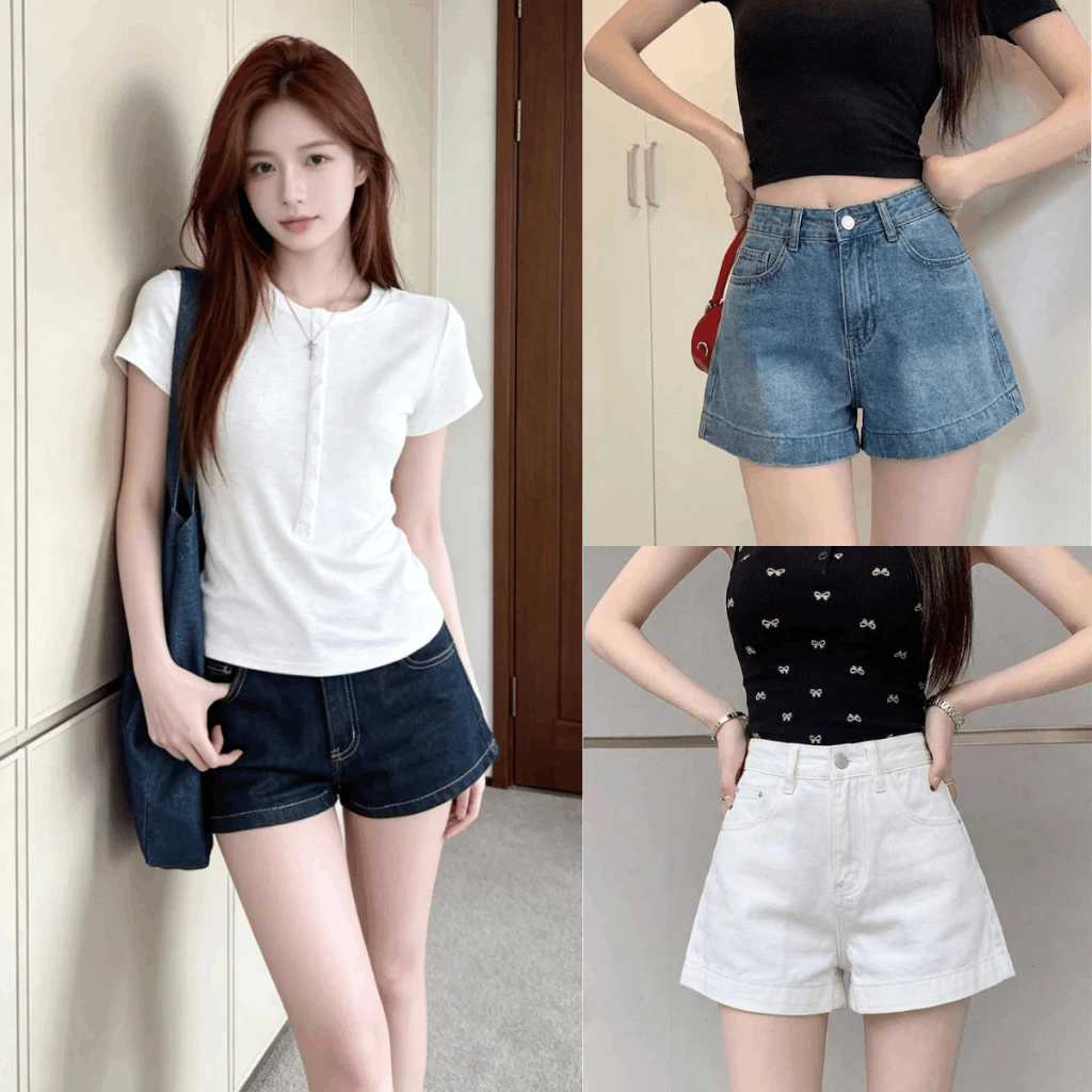 [HÀNG HÈ] Quần Short Jean Nữ Xanh Than MIAA Quần Đùi Bò Ngắn Cạp Cao Ôm Eo Nâng Mông Hack Dáng QS09