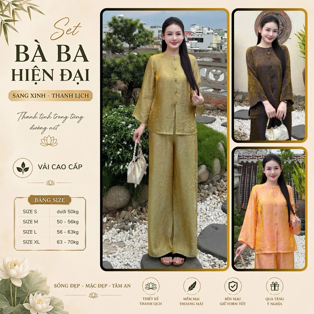 LAM1 - Bộ bà ba hiện đại chất sang xịn , thoáng mát , mềm nhẹ ,  có túi quần