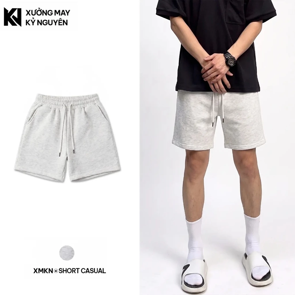 Quần Đùi Nam Đi Chơi, Đi Biển, Du Lịch 2 Da XMKN - Quần Short Trắng Tiêu Form Trên Gối Basic