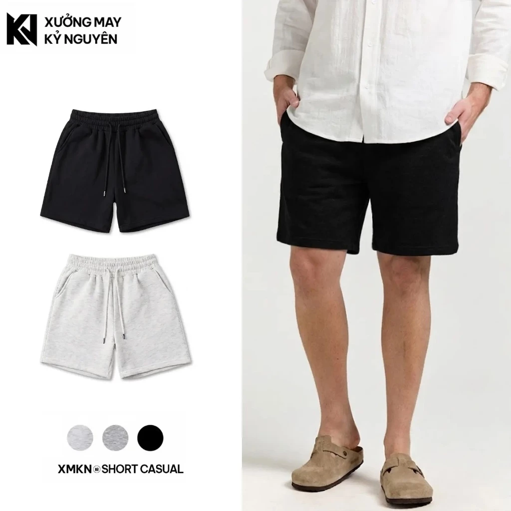 Quần Đùi Nam Nỉ 2 Da Form Casual Trên Gối - Quần Short Nỉ Ngang Đùi XMKN Streetwear