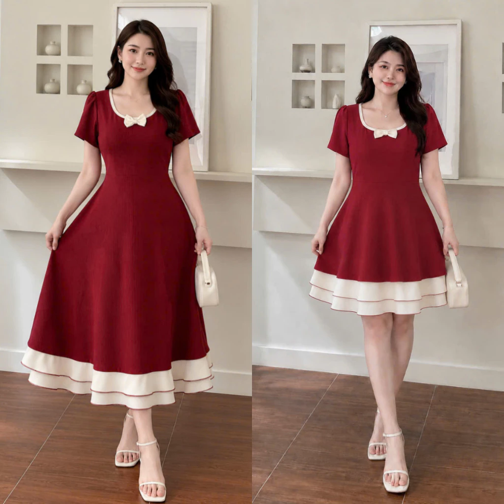 Đầm Bigsize Nữ Mặc Tết Sang Trọng Dáng Ngắn & Dài, Váy Chữ A Che Khuyết Điểm 58-92kg A692-A693