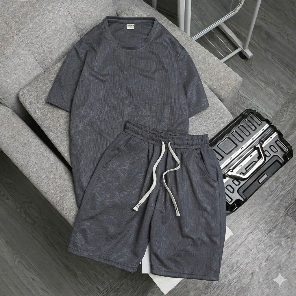 Bộ quần áo nam PAHITO thêu họa tiết vải dập vân bóng thun tổ ong menswear BH11