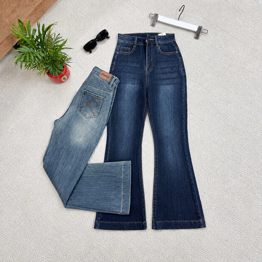 (92cm) Quần Jean Nữ Ống Loe Thêu Túi QC Dài , Đủ Size S/M/L ( M01 ) 7496