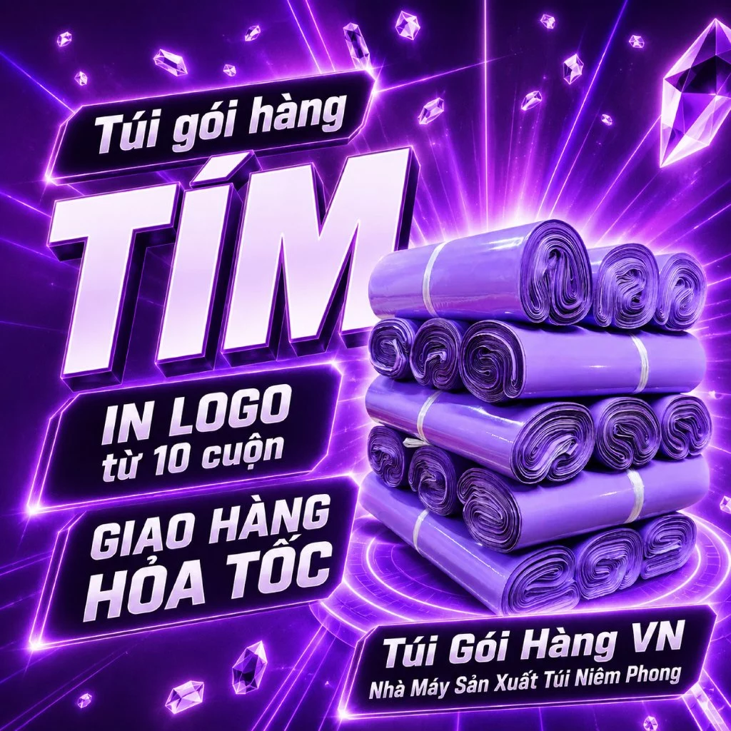 [1 Cuộn] Túi Niêm Phong Tím 17x30, 20x35, 25x35, 28x42...Giá Đã Bao Gồm VAT - Giao Hỏa Tốc - Túi Gói Hàng VN