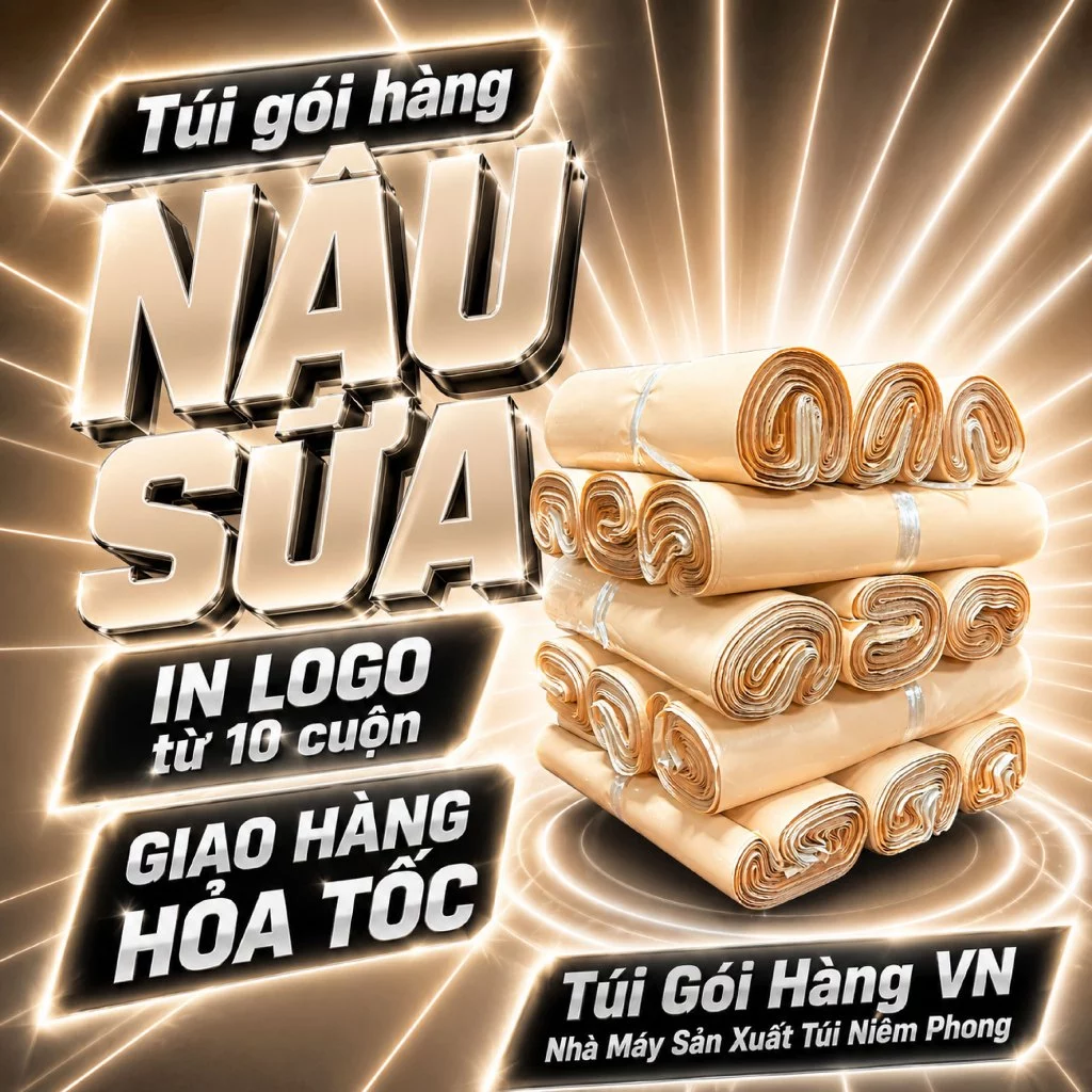 [1 Cuộn] Túi Niêm Phong Nâu Sữa 17x30, 20x35, 25x35... Giá Đã Bao Gồm VAT - Giao Hỏa Tốc - Túi Gói Hàng VN