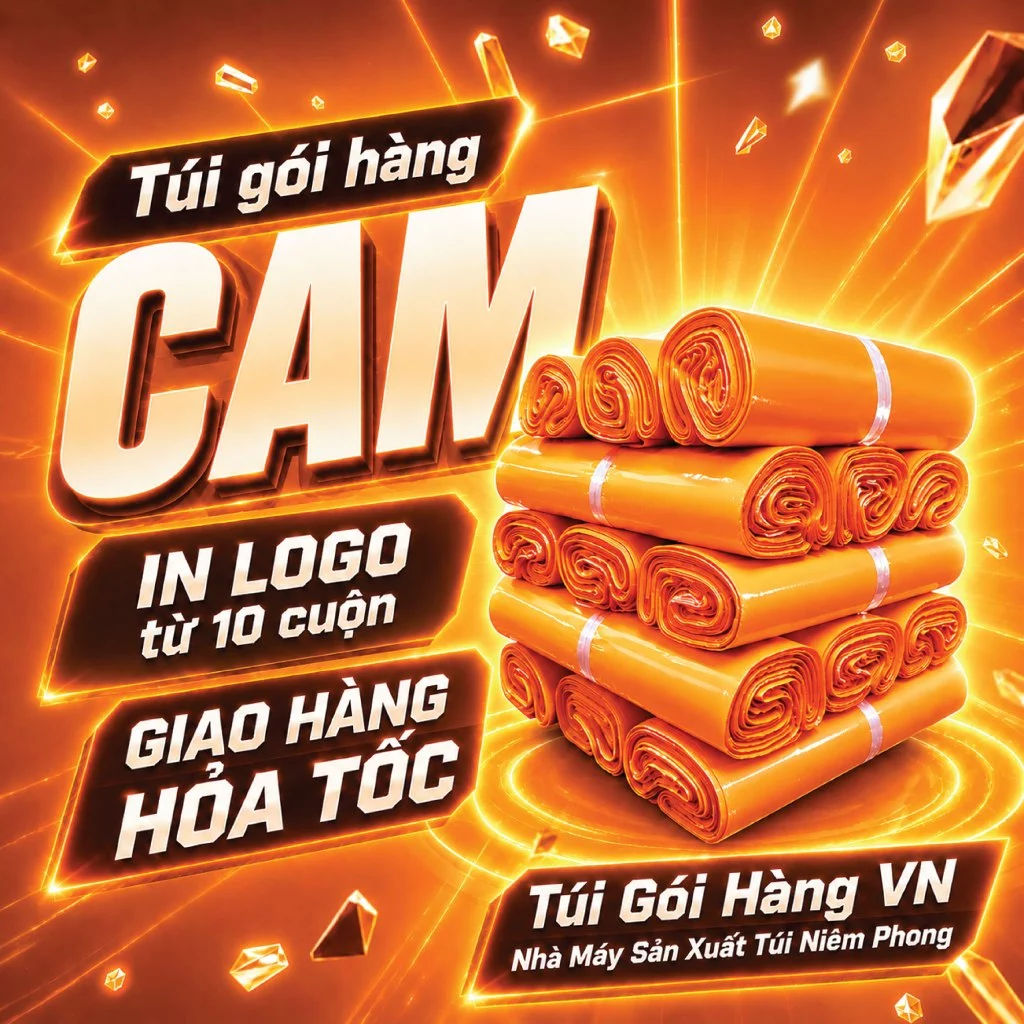 [1 Cuộn] Túi Niêm Phong Cam 17x30, 20x35, 25x35, 28x42... Giá Đã Bao Gồm VAT - Giao Hỏa Tốc - Túi Gói Hàng VN