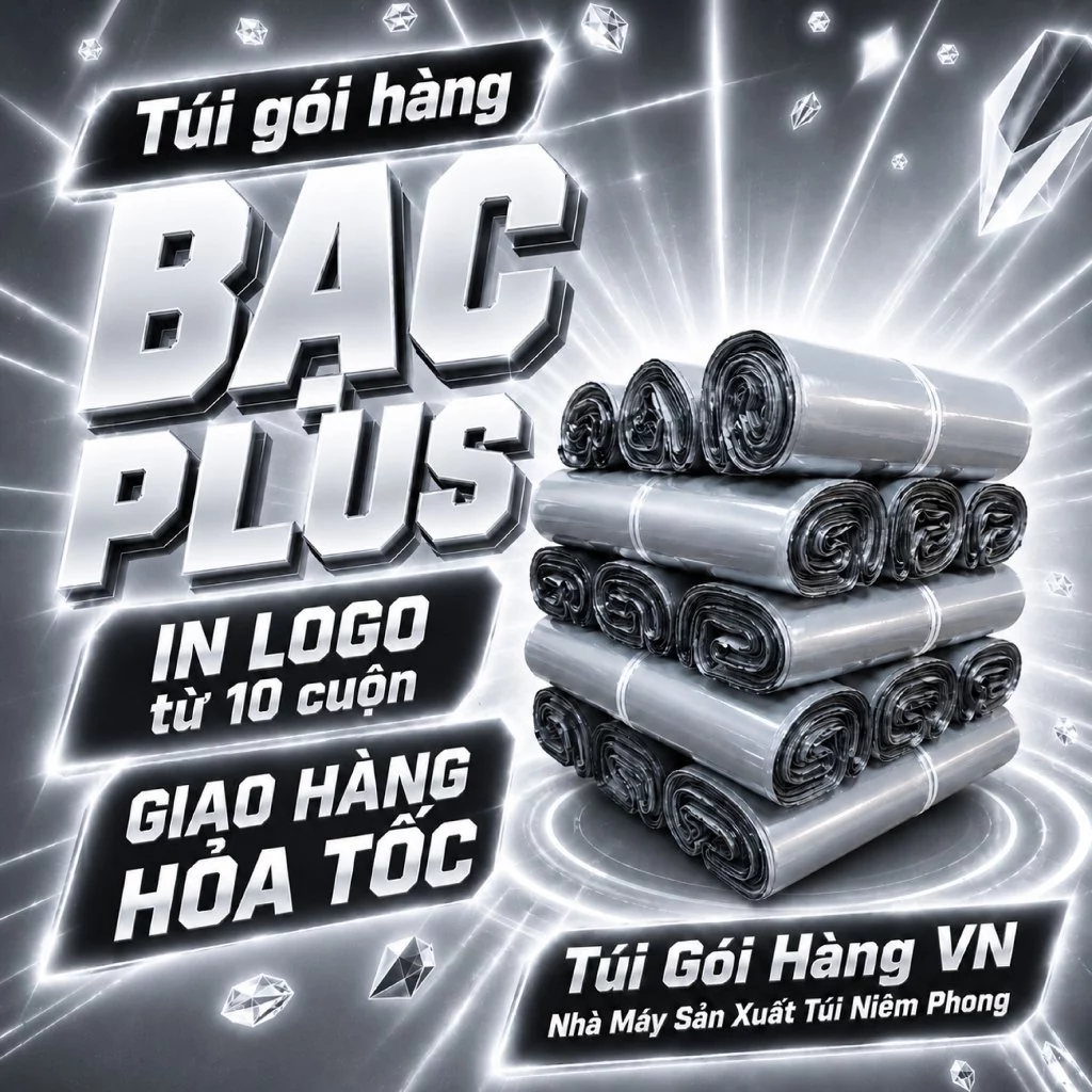 [1 Cuộn] Túi Niêm Phong Bạc Plus, Màu túi bóng  - keo dán chắc chắn - Giá Đã Bao Gồm VAT - Túi Gói Hàng VN