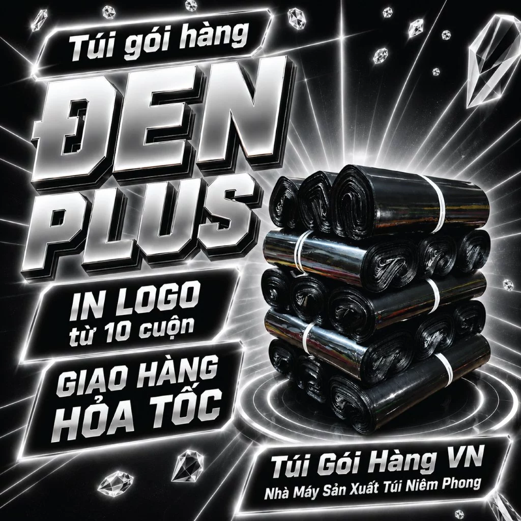 [1 Cuộn] Túi Niêm Phong Đen Plus 17x30, 20x35, 25x35, 28x42, Giá Đã Bao Gồm VAT -  Giao Hỏa Tốc - Túi Gói Hàng VN