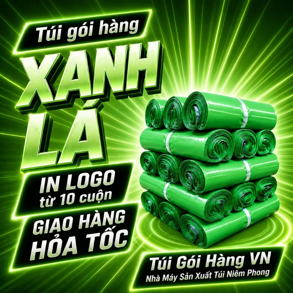 [1 Cuộn] Túi Niêm Phong Xanh Lá 17x30, 25x35, 28x42... Giá Đã Bao Gồm VAT - Giao Hỏa Tốc - Túi Gói Hàng VN