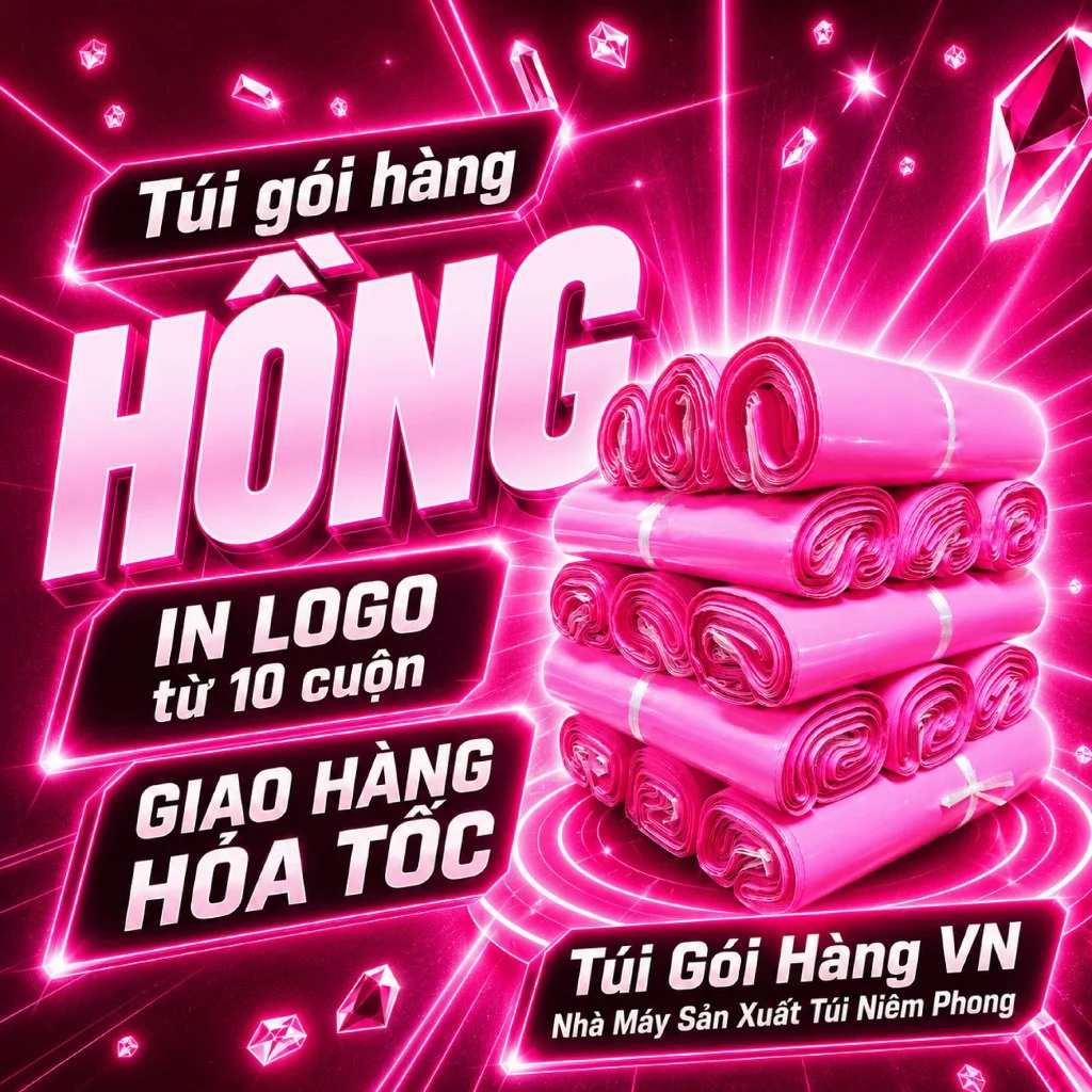 [1 Cuộn] Túi Niêm Phong Hồng 17x30, 20x35, 25x35, 28x42...Giá Đã Bao Gồm VAT - Giao Hỏa Tốc - Túi Gói Hàng VN