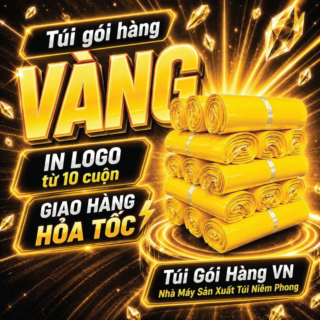 [1 Cuộn] Túi Niêm Phong Vàng 17x30, 20x35, 25x35, 28x42... Giá Đã Bao Gồm VAT - Giao Hỏa Tốc - Túi Gói Hàng VN