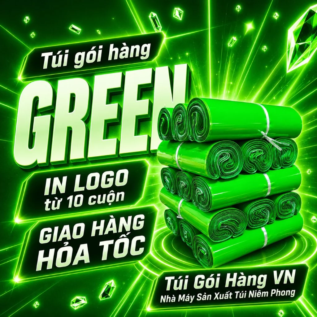 [1 Cuộn] Túi Niêm Phong Green 17x30, 20x35, 25x35, 28x42, Giá Đã Bao Gồm VAT - Giao Hỏa Tốc - Túi Gói Hàng VN
