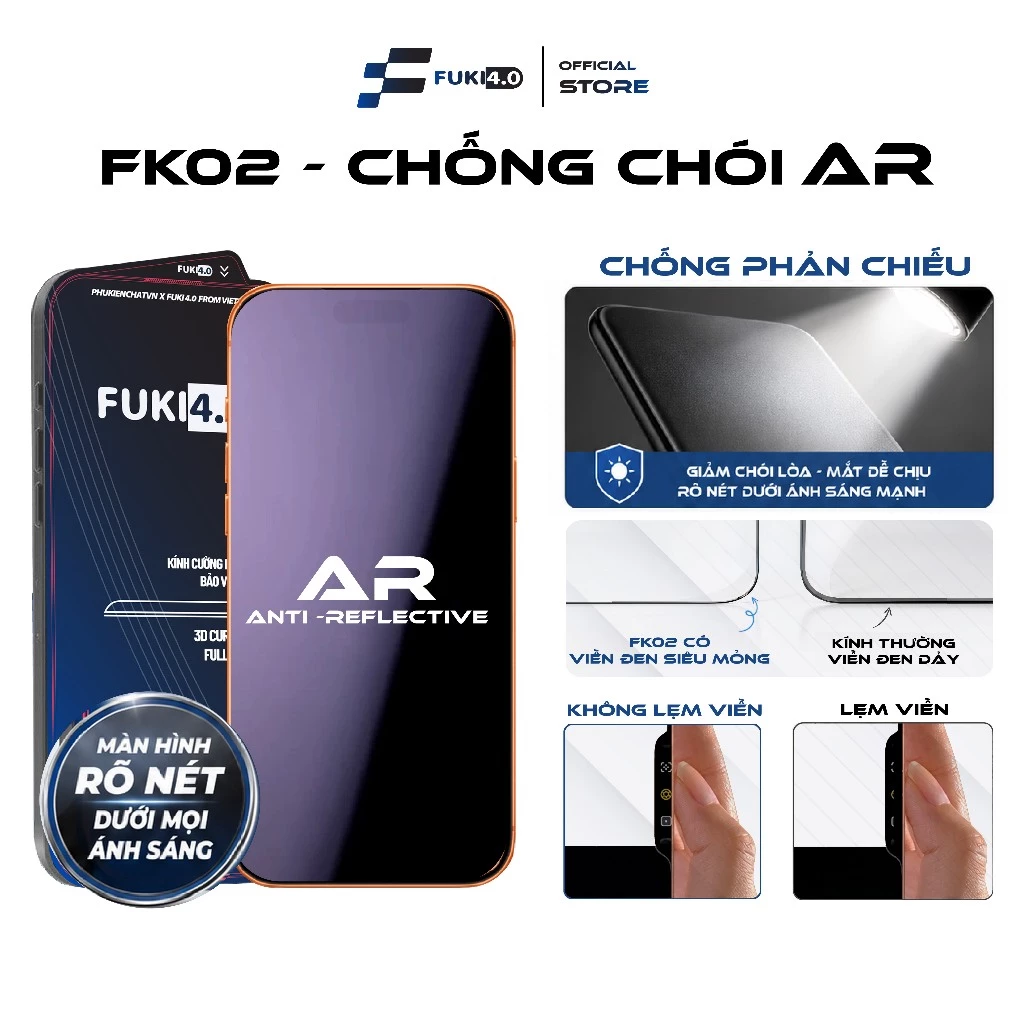 Kính cường lực FK02 chống chói cho iphone ip 18 promax 17 16 15 pro 14 prm 13 12 11 xsm air plus không lẹm viền cong
