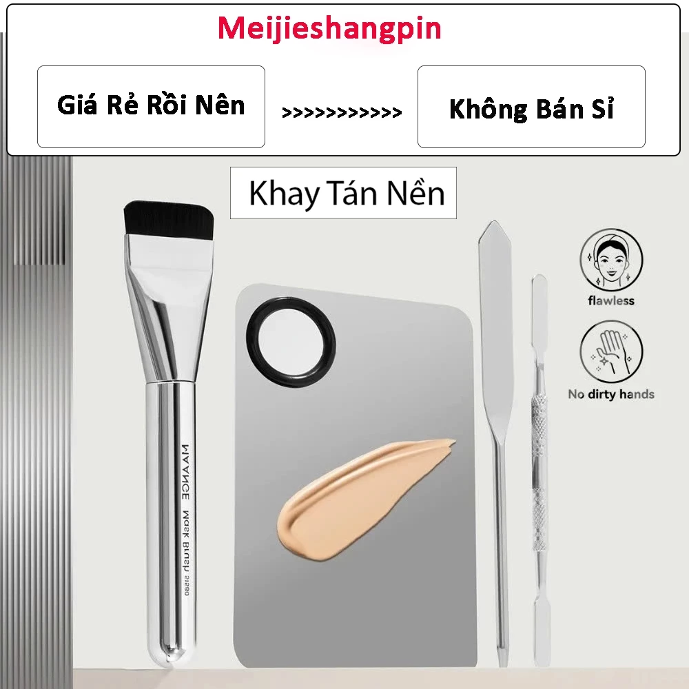 Khay Trộn Tán Kem Nền Bằng Thép Chống Gỉ Dễ Vệ Sinh Bộ Dụng Cụ Tán Nền Tiện Dụng