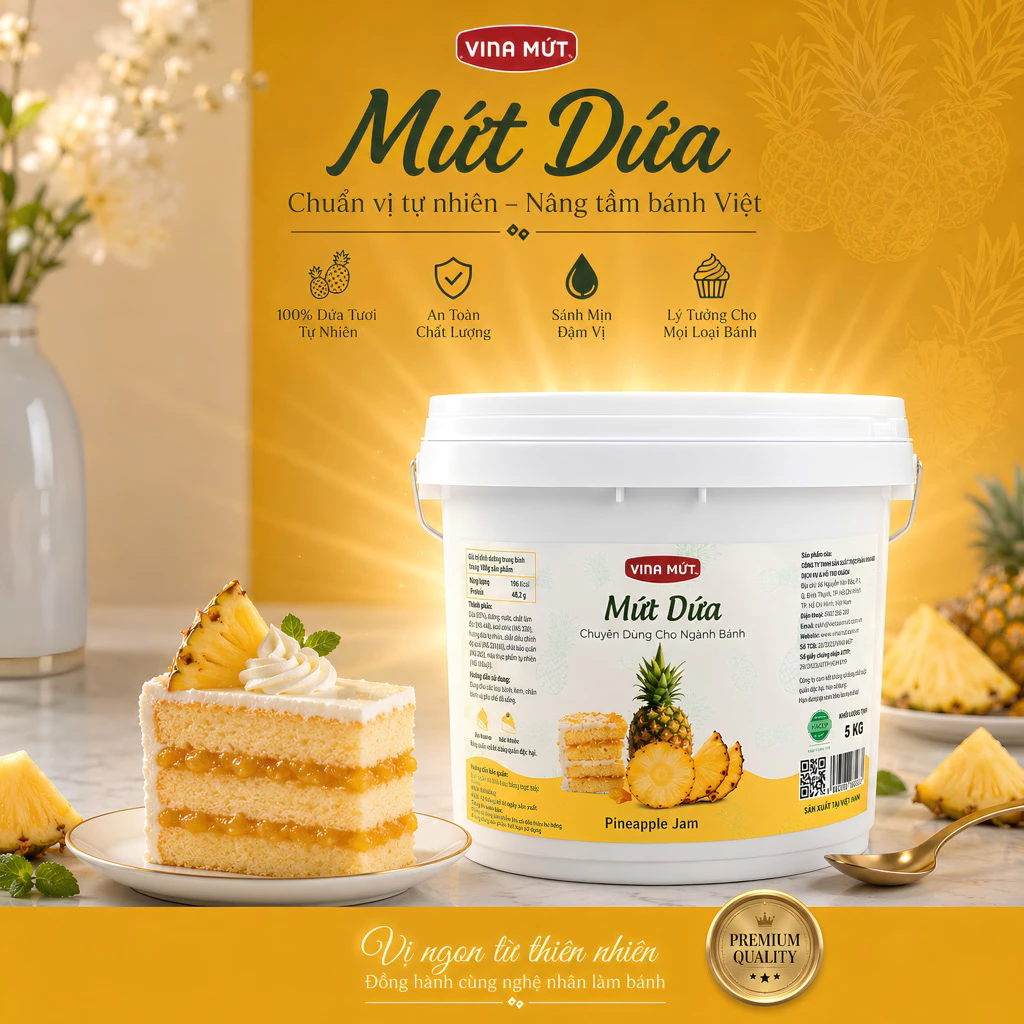 [Jam - Mứt Làm Bánh] Vina Mứt Xô 5kg - Mứt Trái Cây Chuyên Làm Nhân Bánh