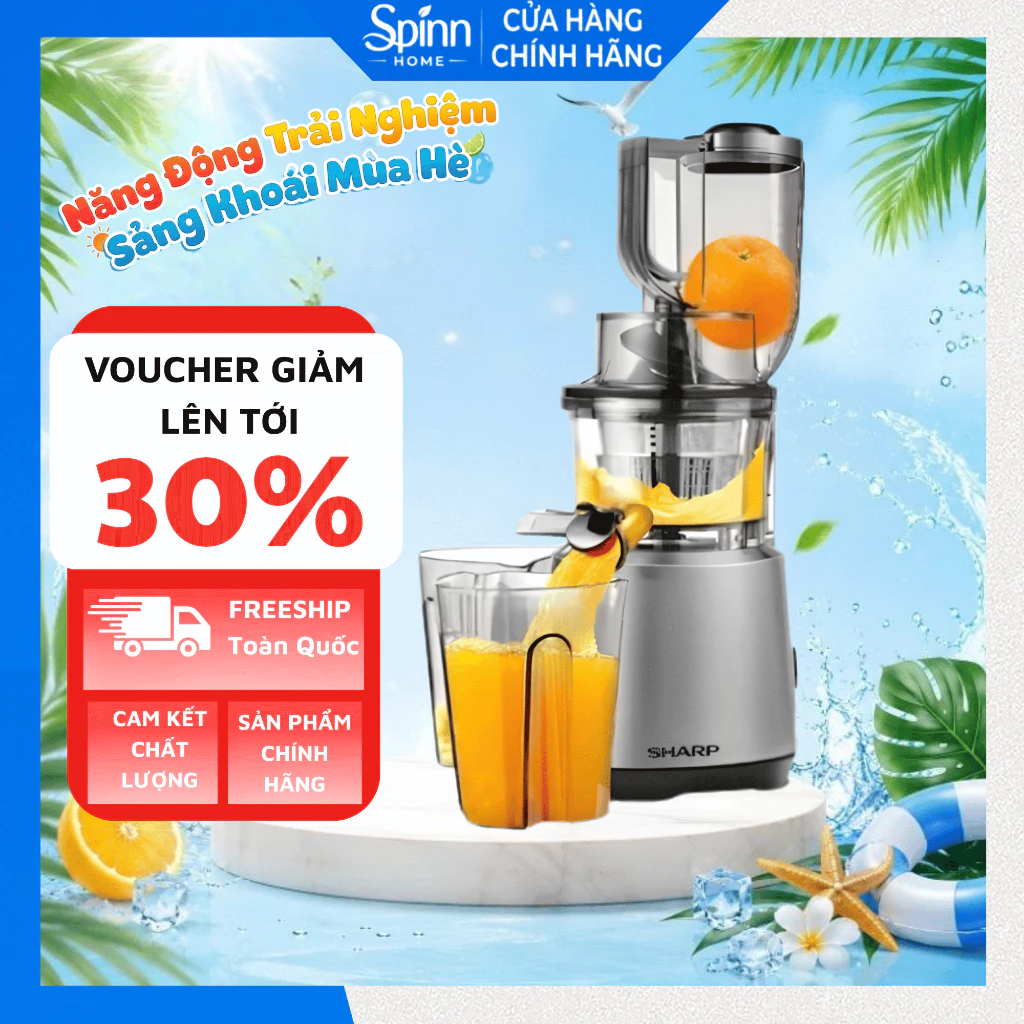Máy ép chậm sharp công suất cao giữ nguyên dưỡng chất, máy ép hoa quả trái cây tháo lắp dễ dàng