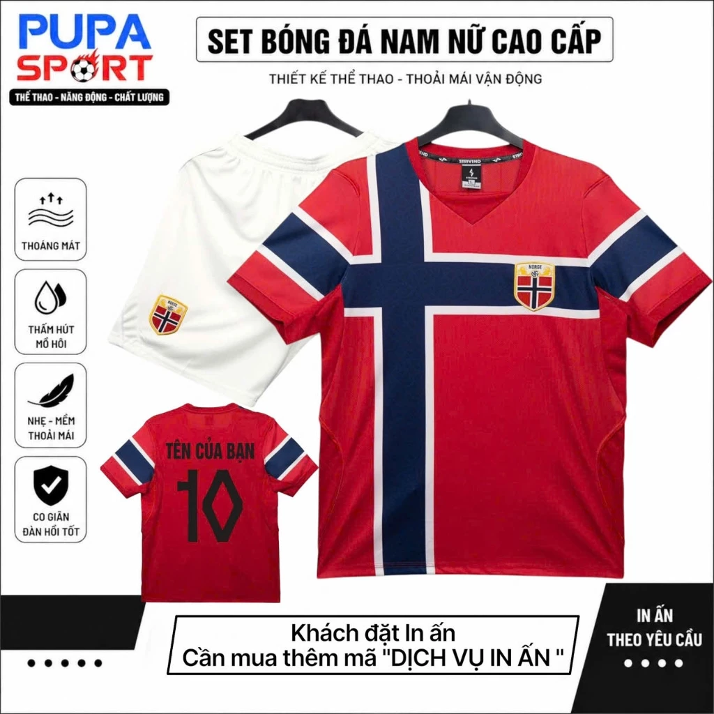 Bộ Quần Áo Bóng Đá Ná.Uỳ 2026 - Màu Đỏ, Logo Thêu, Thun Mè Cho Nam Nữ, Có In Tên Unisex Sport Top