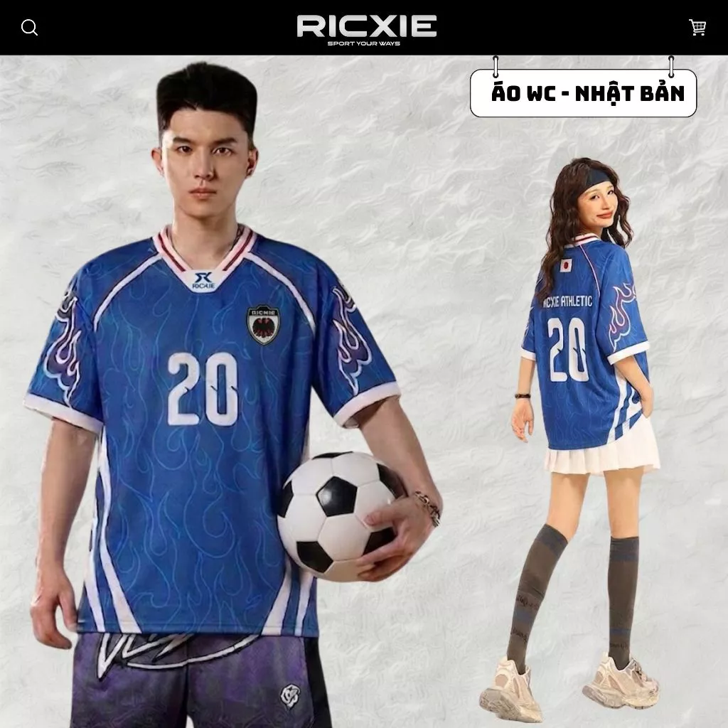 Áo Jersey Bóng Đá WC2026 RICXIE Số 20-JPN Nam Nữ - Thêu Nổi Cao Cấp, Thoáng Mát, Co Giãn Tốt, Form Boxy