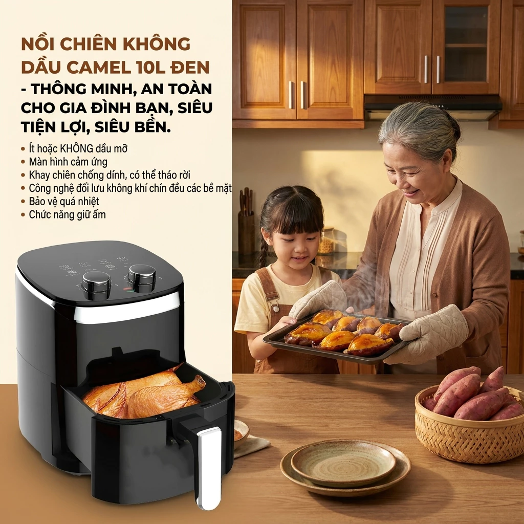 Nồi Chiên Không Dầu 15L Thiết Kế Hiện Đại Hỗ Trợ Chế Biến Nhiều Món