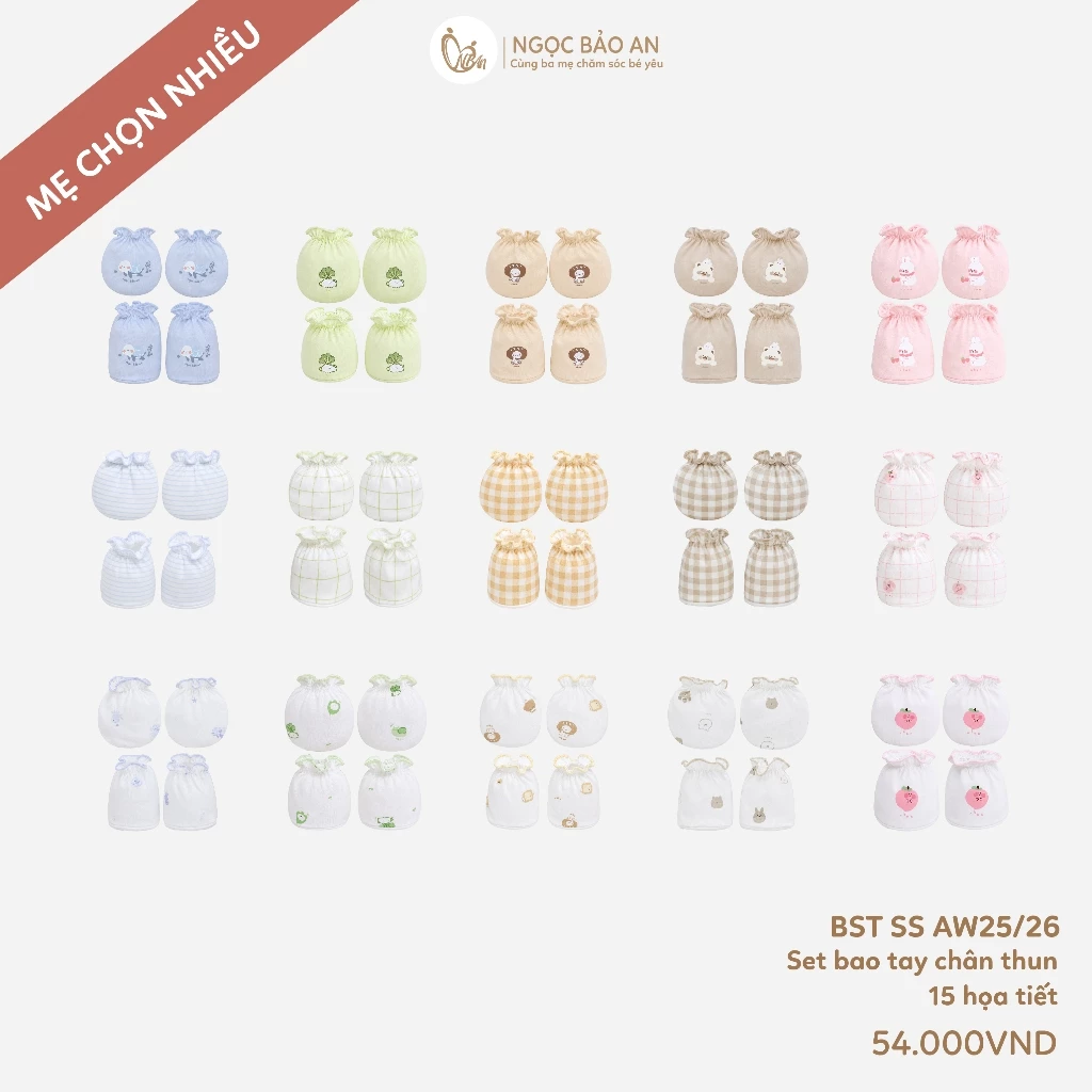 M&B (0-3M) Set bao tay chân thun cho bé sơ sinh chất cotton mềm mịn bảo vệ bé không bị ngấn. đang được đối chiếu cho người mua tại Việt Nam
