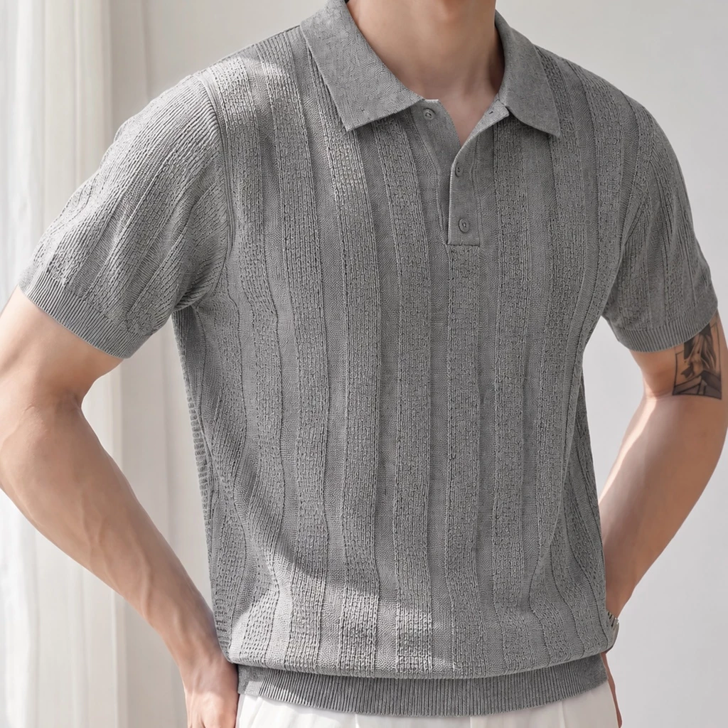 Áo polo dệt len ROWAY PREMIUM chất liệu len cotton | Polo len phối ren
