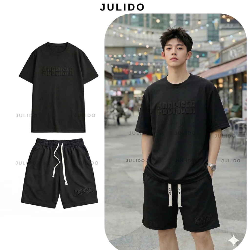 Bộ quần áo thể thao nam nữ JULIDO dập hình vân nổi ARES, chất liệu vải Waffle thoáng mát, thấm hút mồ hôi
