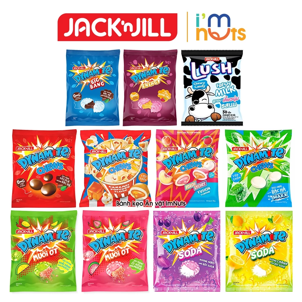 Kẹo Dynamite JacknJill Đủ Loại Big Bang Chews Energy Và Kẹo Sữa Bò Lush