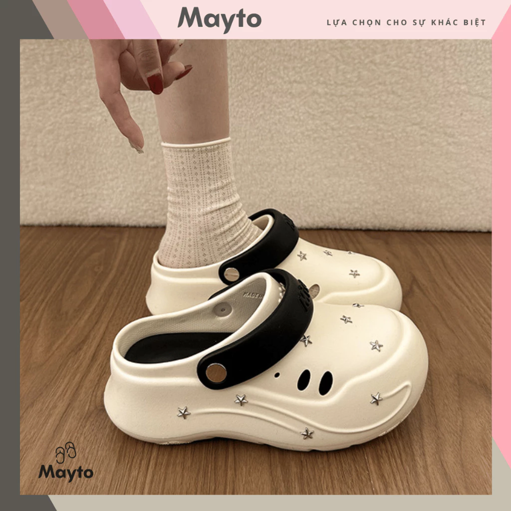 Dép nữ, dép sục Mayto đế cao 6cm Miss star kèm sticker ngồi sao đính cá tính Y2K có quai hậu CS-286