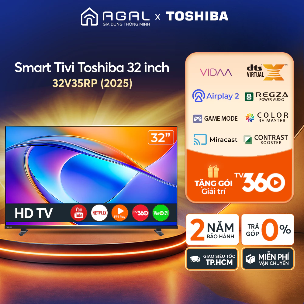 Smart Tivi Toshiba 32 inch 32V35RP Trả Góp 0%, Bảo hành 2 năm