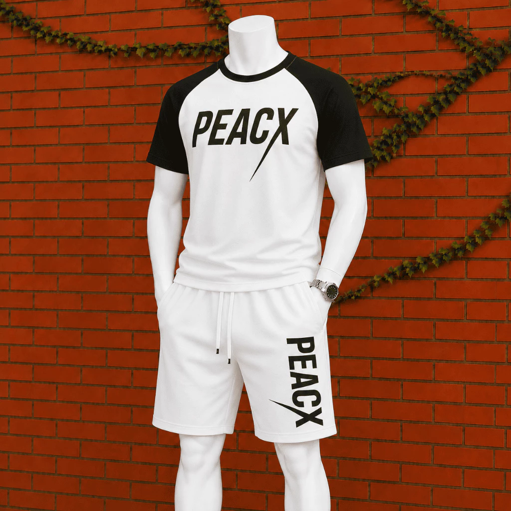 Bộ quần áo thể thao nam cộc tay in chữ PEACX trẻ trung siêu đẹp BH7