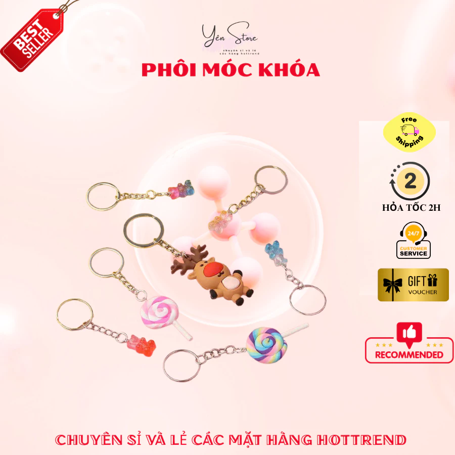Phôi Móc Khóa Tròn Chắc Chắn Kèm Xích Treo Phụ Kiện Handmade, Làm Quà Tặng, Làm Charm, Resin