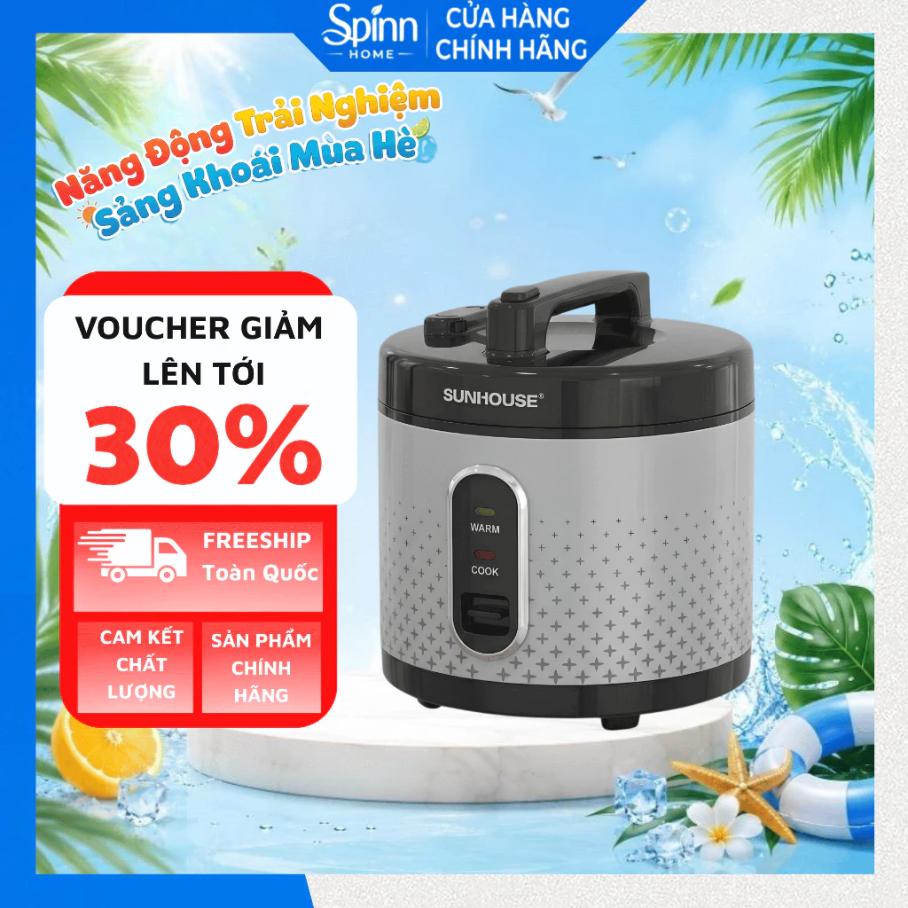 Nồi cơm điện mini 1,8L sunhouse chính hãng, nồi cơm điện tử đa năng lòng nồi chống dính giữ ẩm