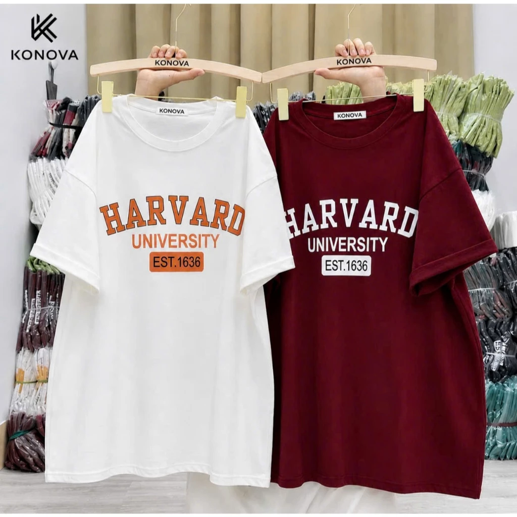 Áo phông thun nữ COTTON CAO CẤP in chữ HARVARD form rộng unisex KONOVA