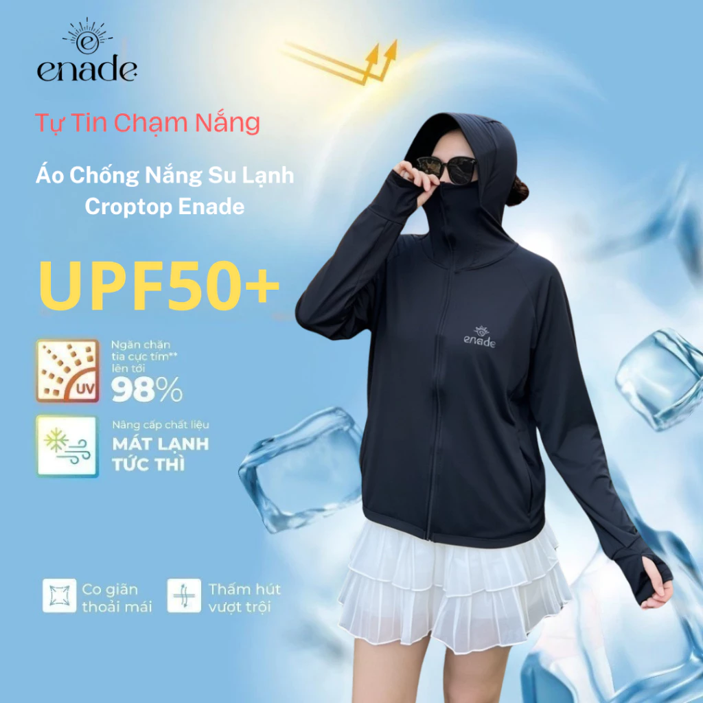 (Phiên Bản Nâng Cấp) Áo Chống Nắng Su Lạnh Enade UPF50+,Phiên Bản mới,mát hơn,mịn hơn,mềm hơn,túi em khoá kéo tiện lợi
