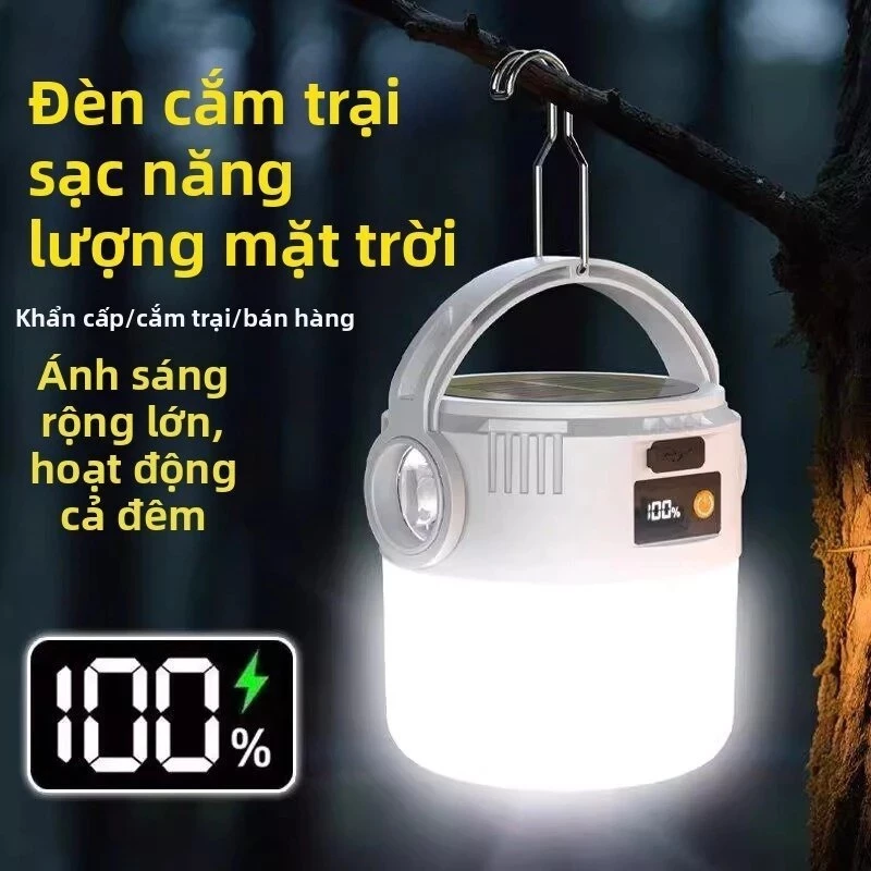 [Wx]Đèn năng lượng mặt trời tích hỗ trợ sạc Type-C sử dụng lâu dài Phù hợp cho cắm trại dã ngoại chiếu sáng khẩn cấp