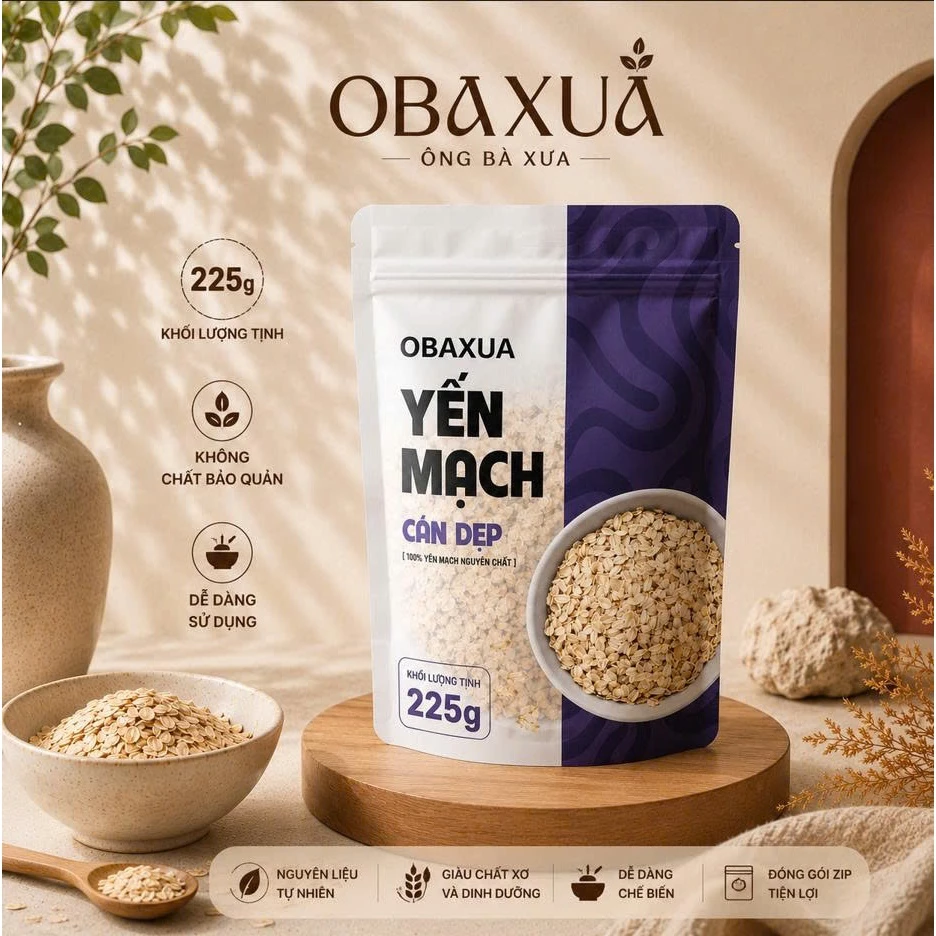 OBAXUA – Yến Mạch Cán Dẹp Nguyên Chất | Thực Phẩm Tự Nhiên Dùng Hằng Ngày