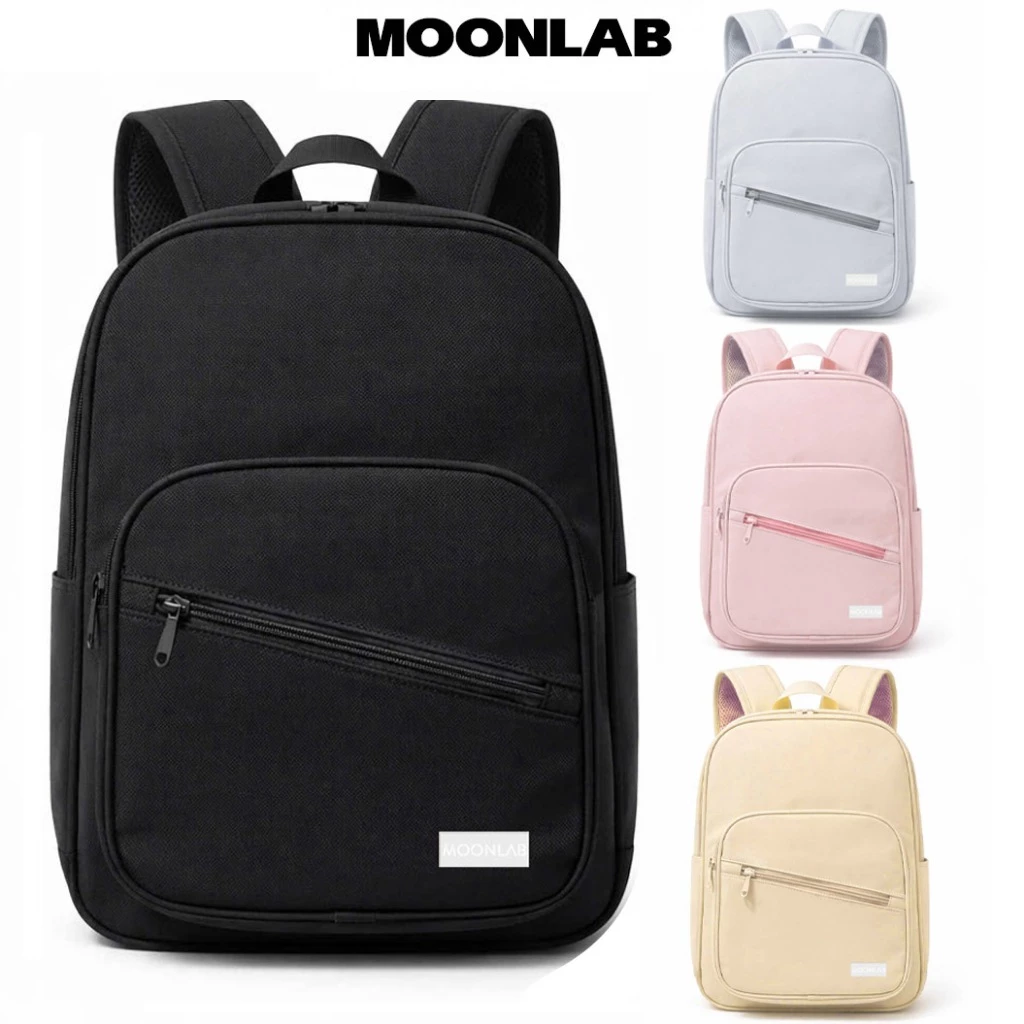 MOONLAB - Balo nam nữ basic đứng form đi học nhiều ngăn, vải canvas chống nước, vừa laptop 15.6inch MS: ML81
