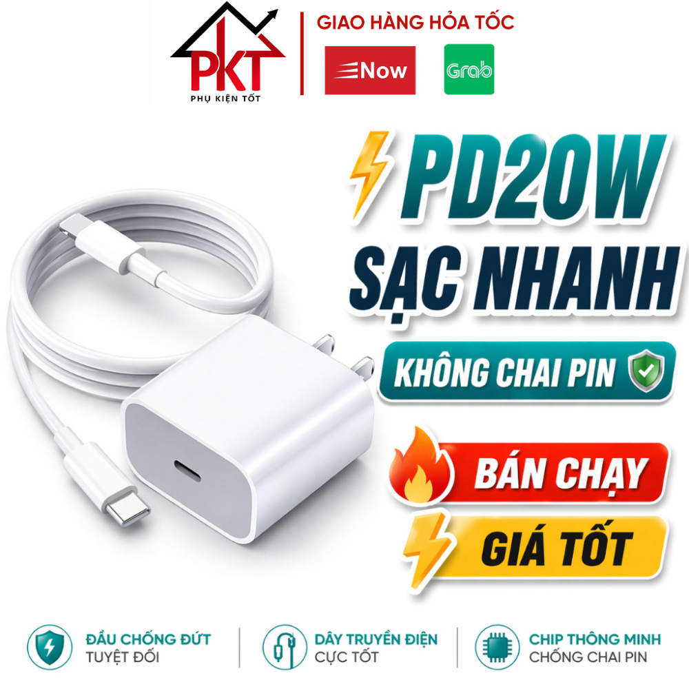 Sạc nhanh PD 20W Không Nóng Máy ,An Toàn Ổn Định, Có Cáp Sạc 66W Đi Kèm Combo…