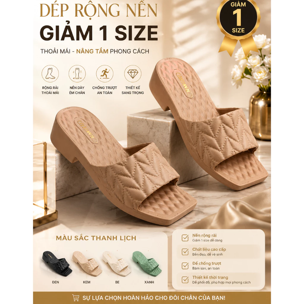 DÉP NHỰA 3CM HIỆU DUWA IN GIẢ DA