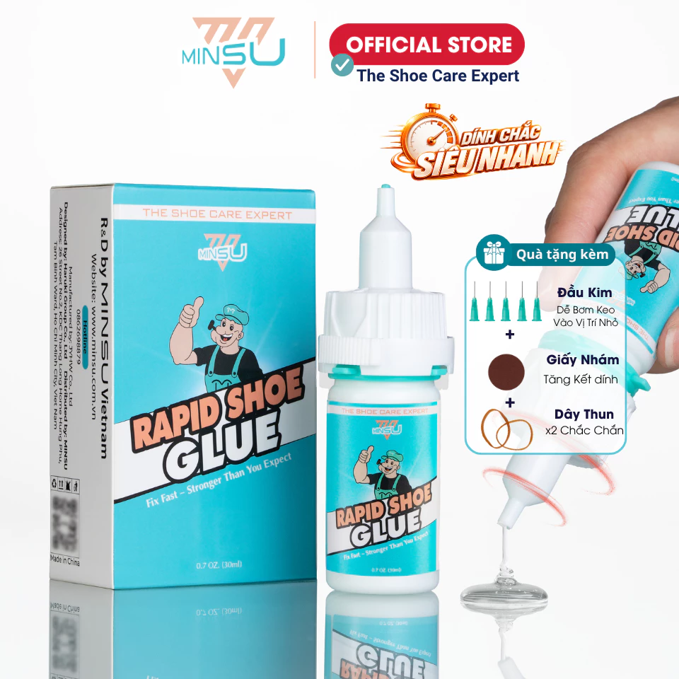 Keo Dán Giày Siêu Nhanh MINSU Rapid Shoe Glue M2588 Chuyên Dụng Cho Giày Dép Da, Giày Thể Thao Sneaker, Cao Gót An Toàn