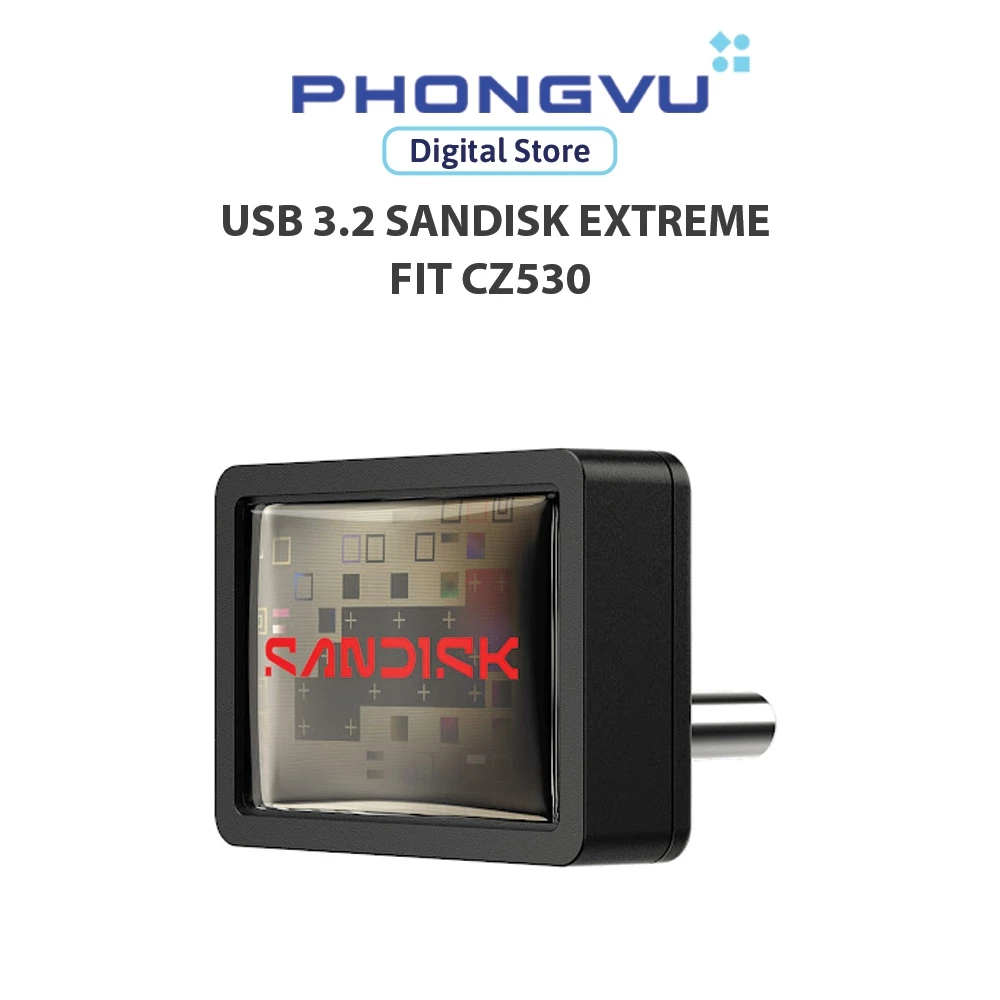 Ổ cứng di động/ USB 3.2 SanDisk Extreme Fit CZ530, Type-C, Black - Bảo hành 60 tháng
