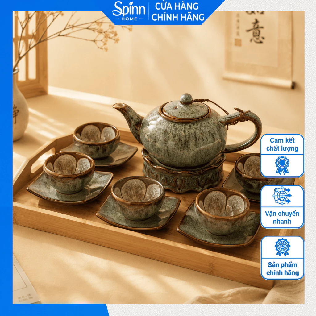 Ấm chén lẻ men hỏa biến gốm sứ cao cấp, bộ ấm chén trà phong cách nhật bản sang trọng cao cấp