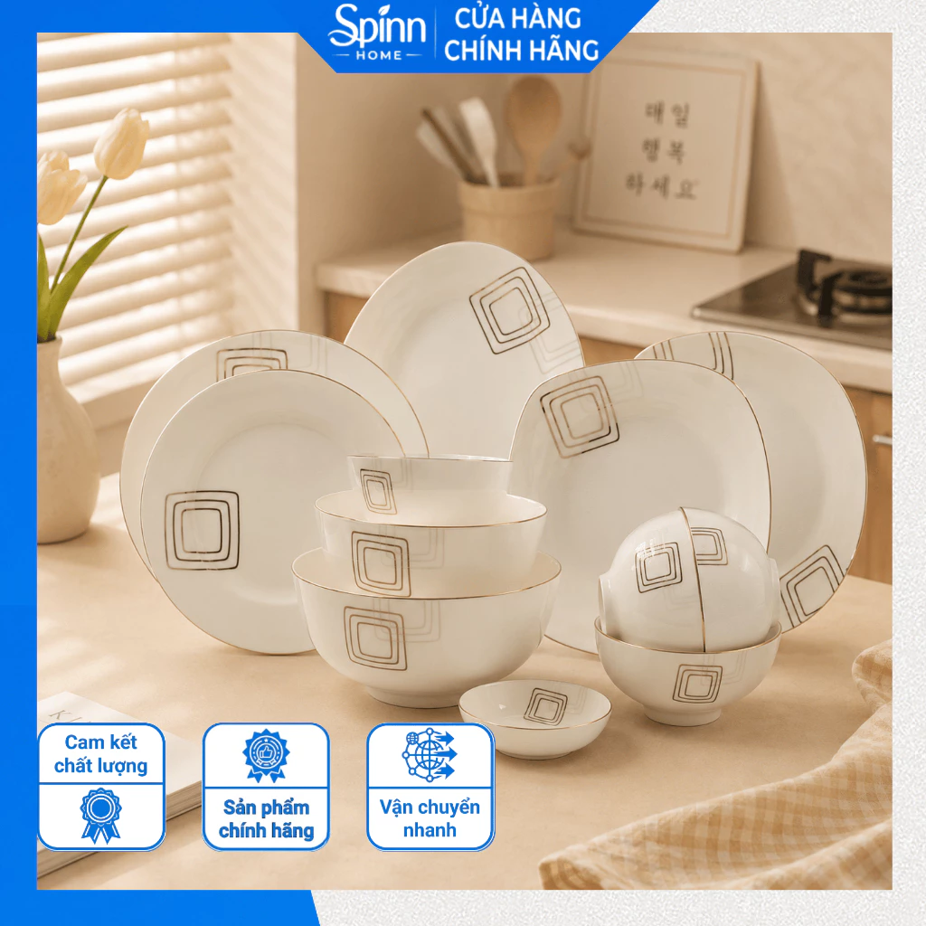 Bộ bát đĩa bàn ăn hàn quốc gốm sứ cao cấp có bán lẻ, tô ăn cơm thiết kế họa tiết trang trí sang trọng