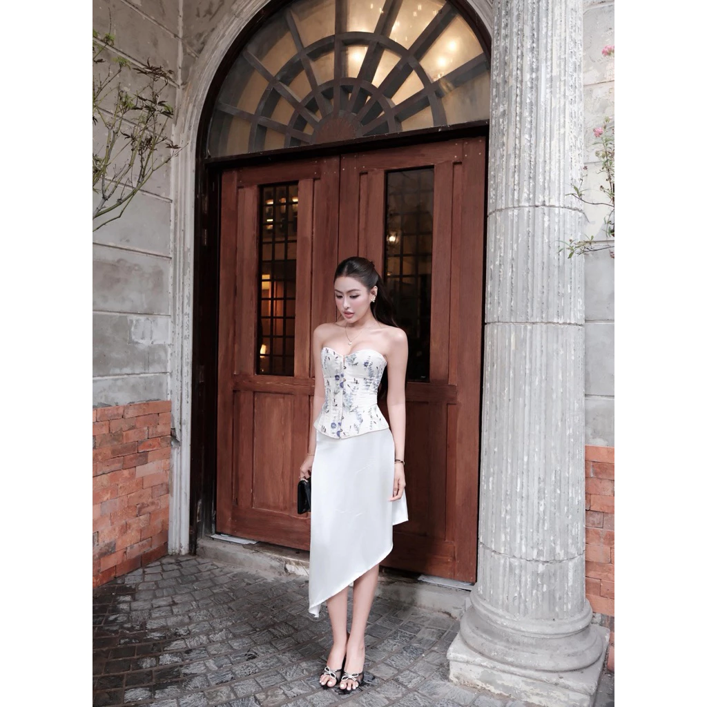 𝐋𝐚𝐯𝐞𝐧𝐝𝐞𝐫 𝐂𝐨𝐫𝐬𝐞𝐭 - Áo Corset Gấm Hoa Tím Lavender Vibe Sang Trọng, Thanh Lịch