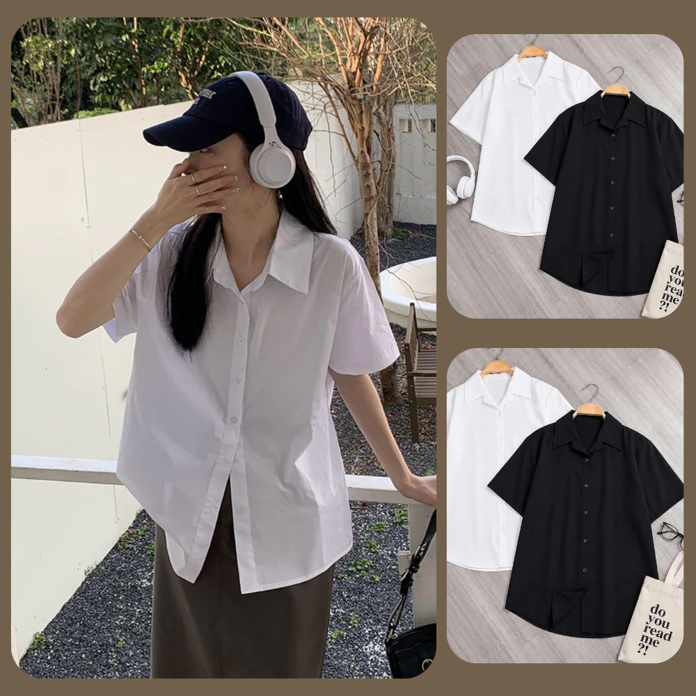 Áo sơ mi trắng bigsize nữ tay ngắn đi học thời trang công sở thanh lịch đơn giản SMHS