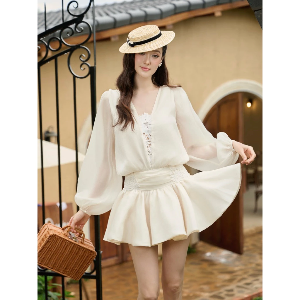 AMELIE - Váy dài tay chất tơ óng hàn - Lilo dress AMe620