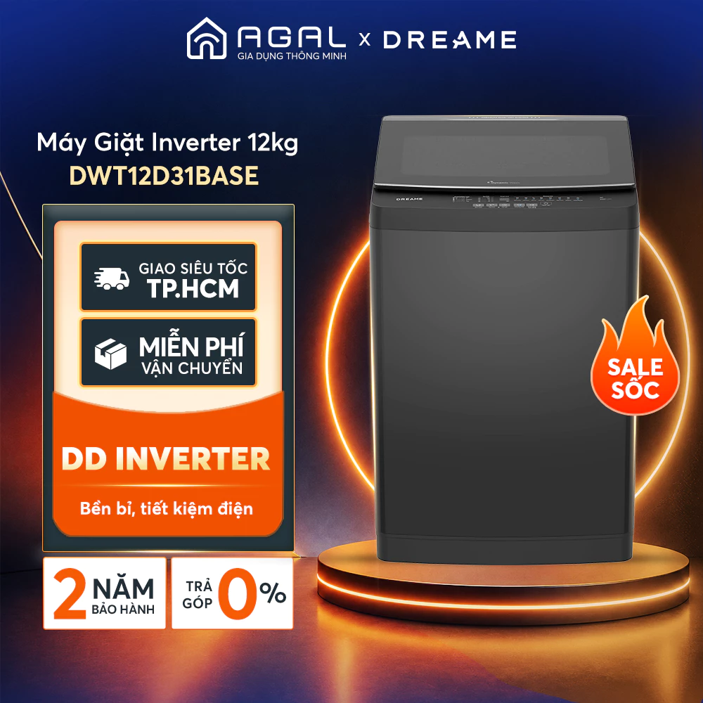 |SALE SỐC| Máy Giặt Dreame Inverter 12KG DWT12D31BASE Tiết kiệm điện, Trả góp 0%, Bảo hành 2 năm